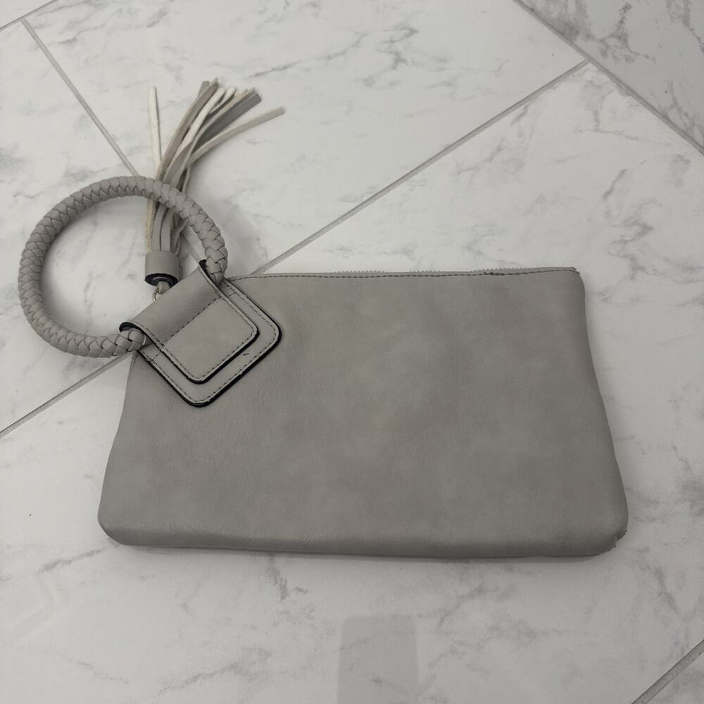 Women's Large Wristlet Clutch Braided Handle Faux Leather Zip Wallet